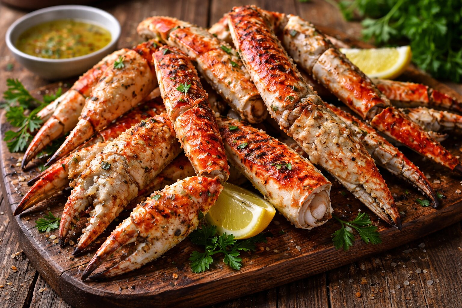 Grilled King Crab Legs with Herb Butter